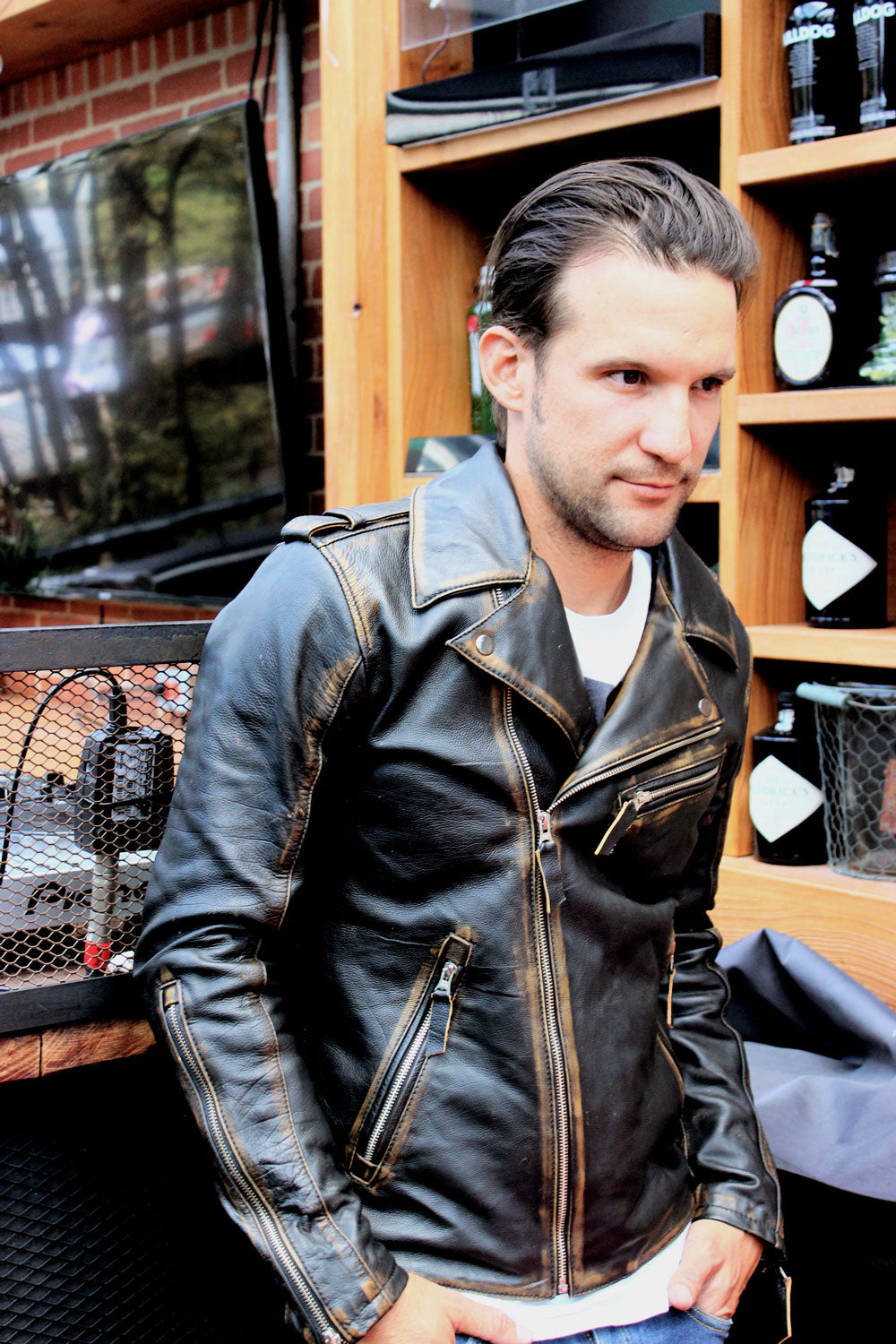 Rebel Vintage Leather Jacket Aged Napa Leather Distressed Black - PDCollection Leatherwear - Online Shop