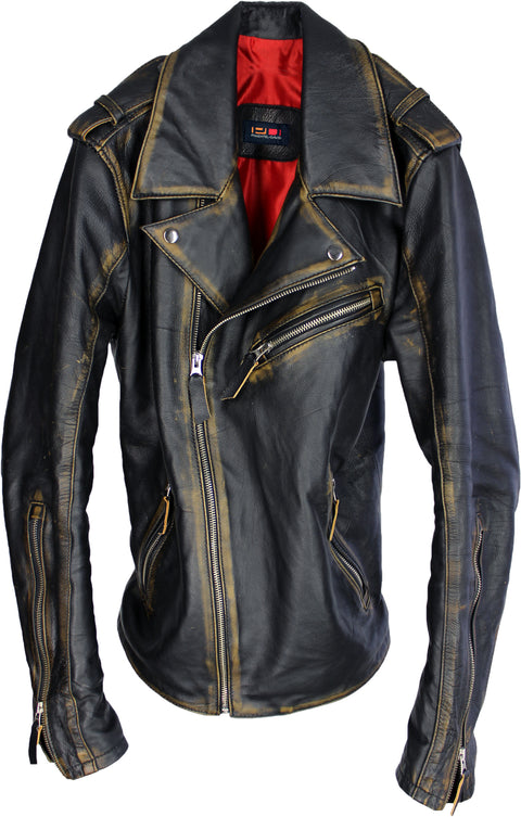 Rebel Vintage Leather Jacket Aged Napa Leather Distressed Black - PDCollection Leatherwear - Online Shop