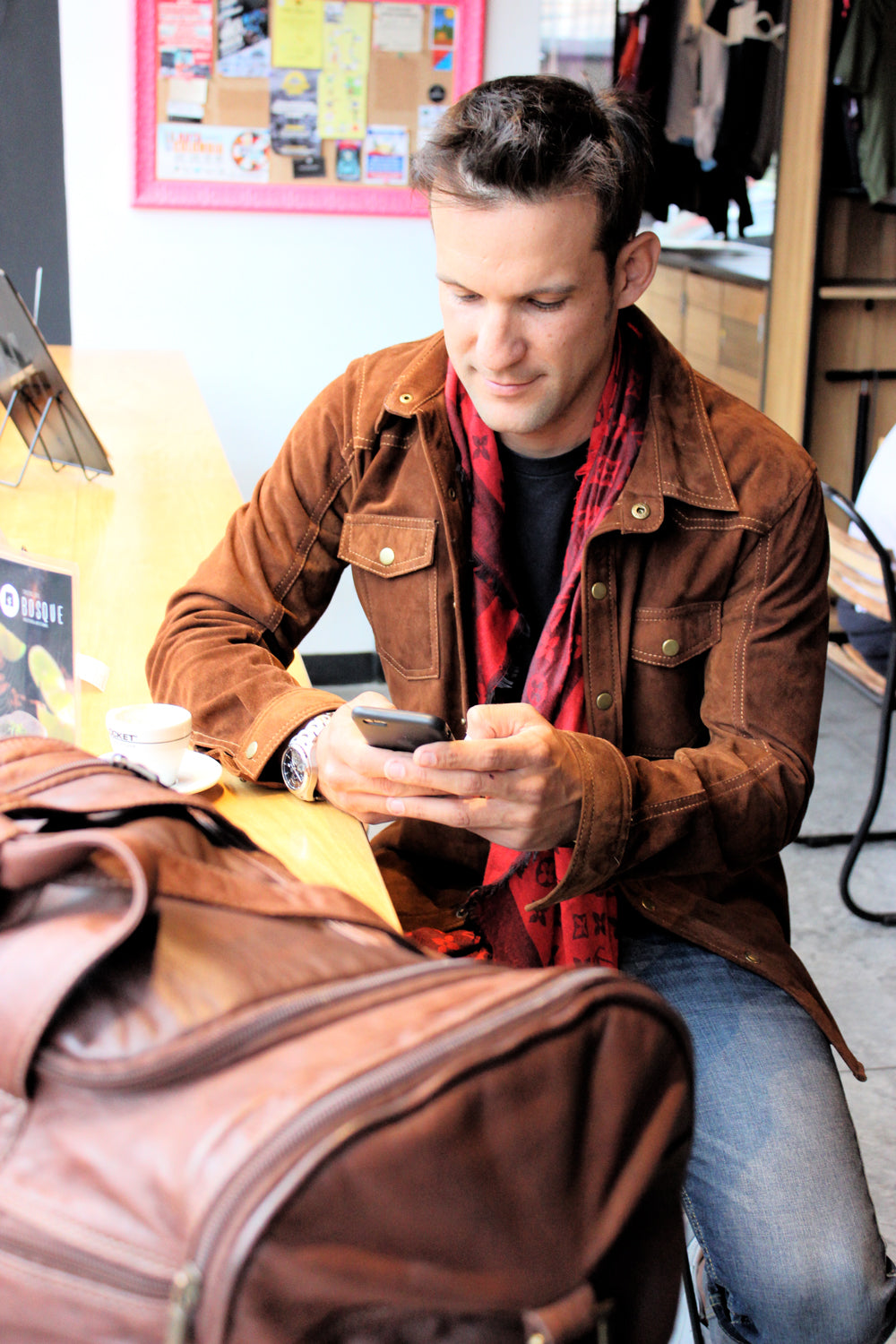 AUTHENTIC Suede Shirt in a Terra Brown Color - Mens - PDCollection Leatherwear - Online Shop