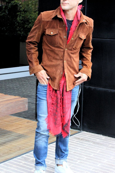 AUTHENTIC Suede Shirt in a Terra Brown Color - Mens - PDCollection Leatherwear - Online Shop
