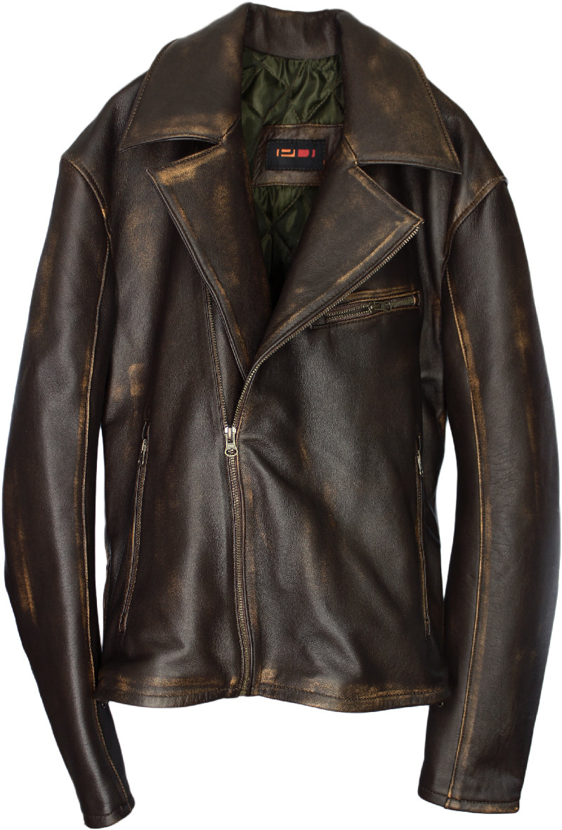 Rebel DK Leather Jacket Cafe Racer Distressed Brown - PDCollection Leatherwear - Online Shop