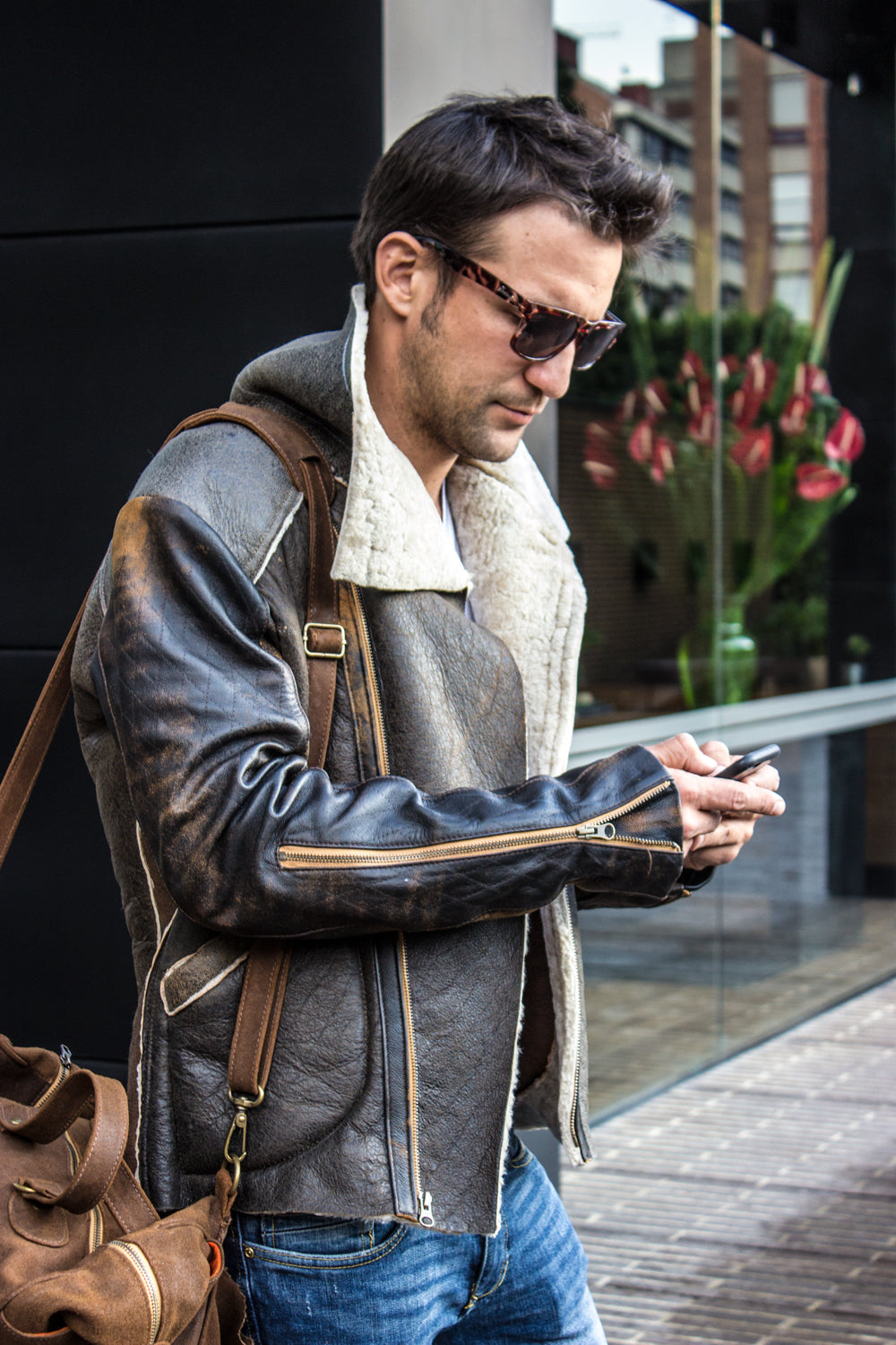 ASPEN Natural Shearling in Antique Brown - PDCollection Leatherwear - Online Shop