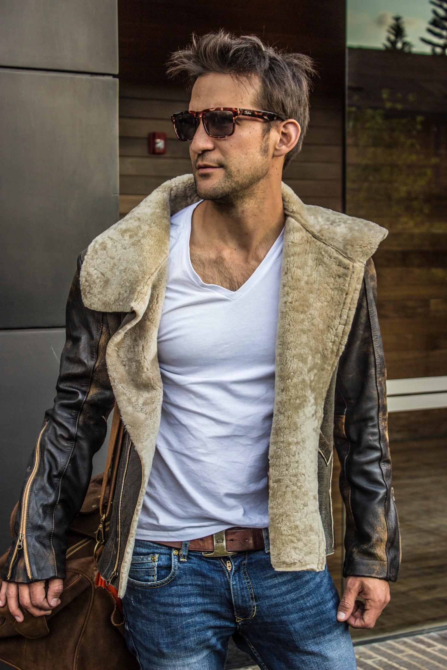 ASPEN Natural Shearling in Antique Brown - PDCollection Leatherwear - Online Shop