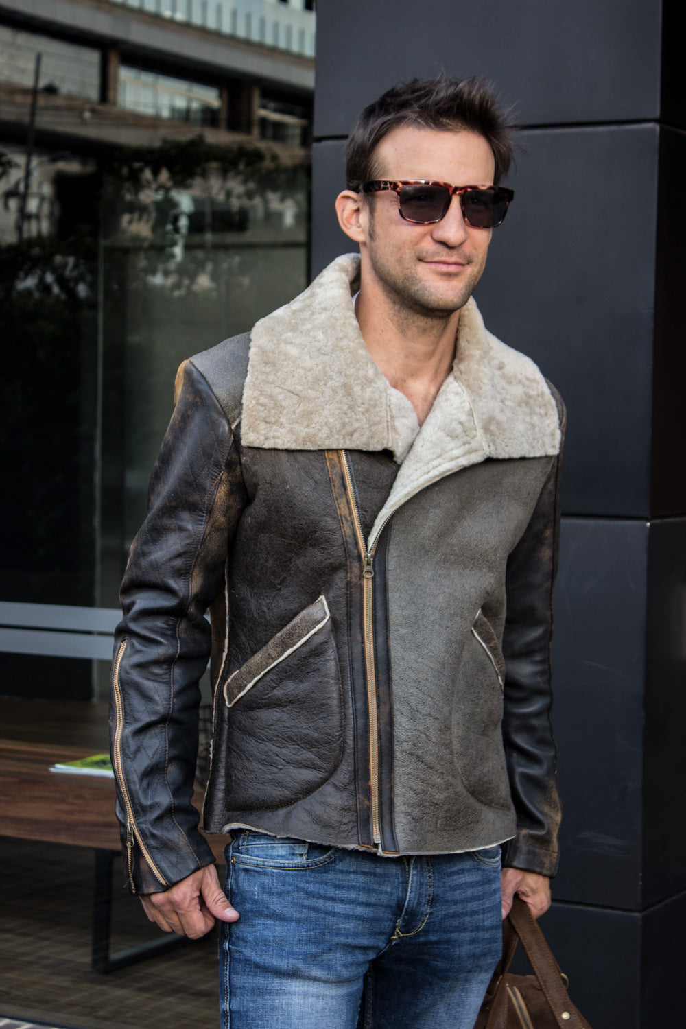 ASPEN Natural Shearling in Antique Brown - PDCollection Leatherwear - Online Shop