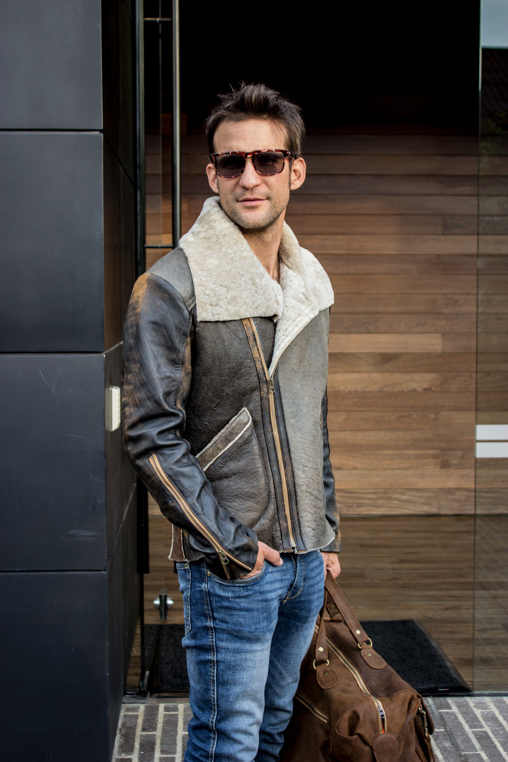 ASPEN Natural Shearling in Antique Brown - PDCollection Leatherwear - Online Shop