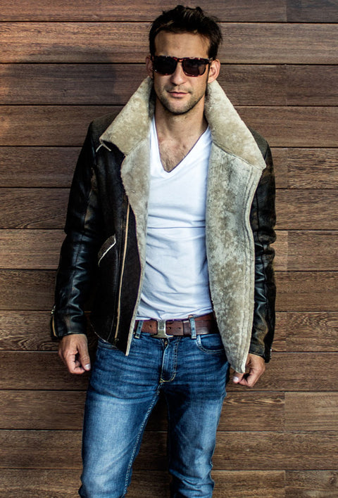 ASPEN Natural Shearling in Antique Brown - PDCollection Leatherwear - Online Shop