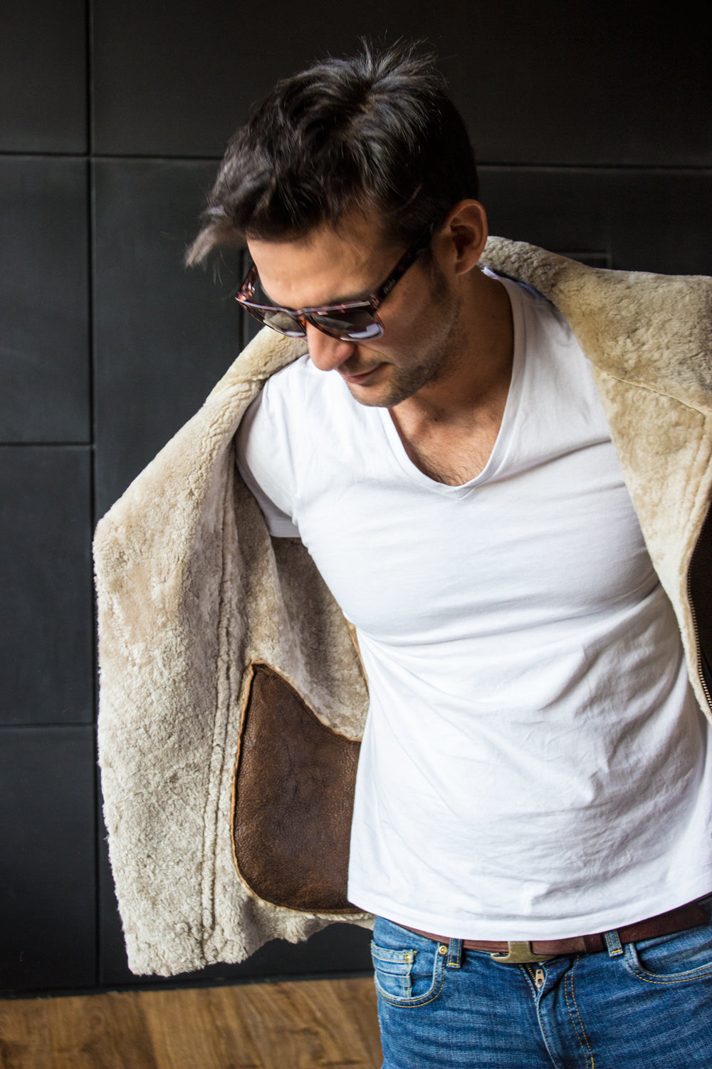 ASPEN Natural Shearling in Antique Brown - PDCollection Leatherwear - Online Shop