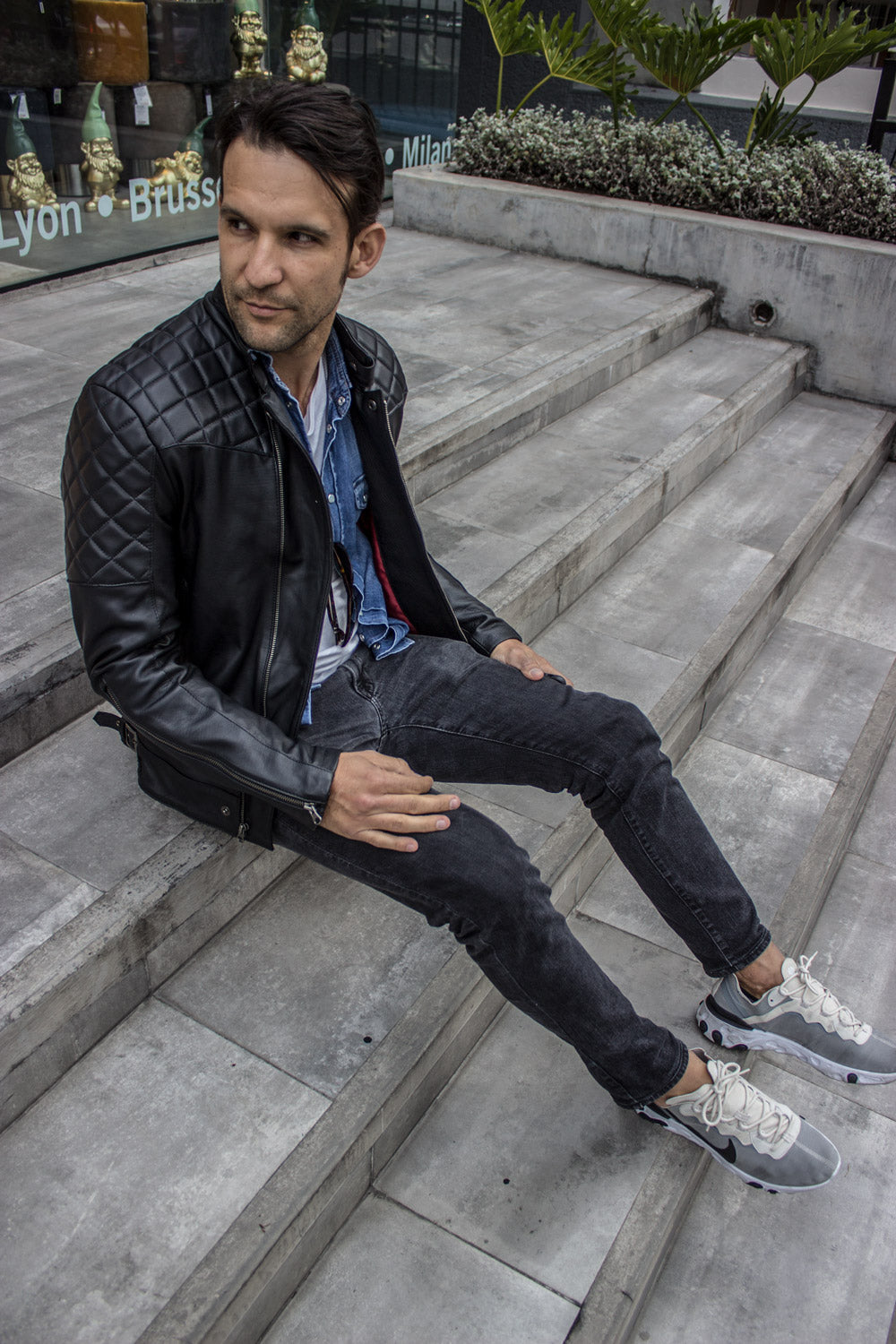 WILL1 Leather Jacket Quilted - Black