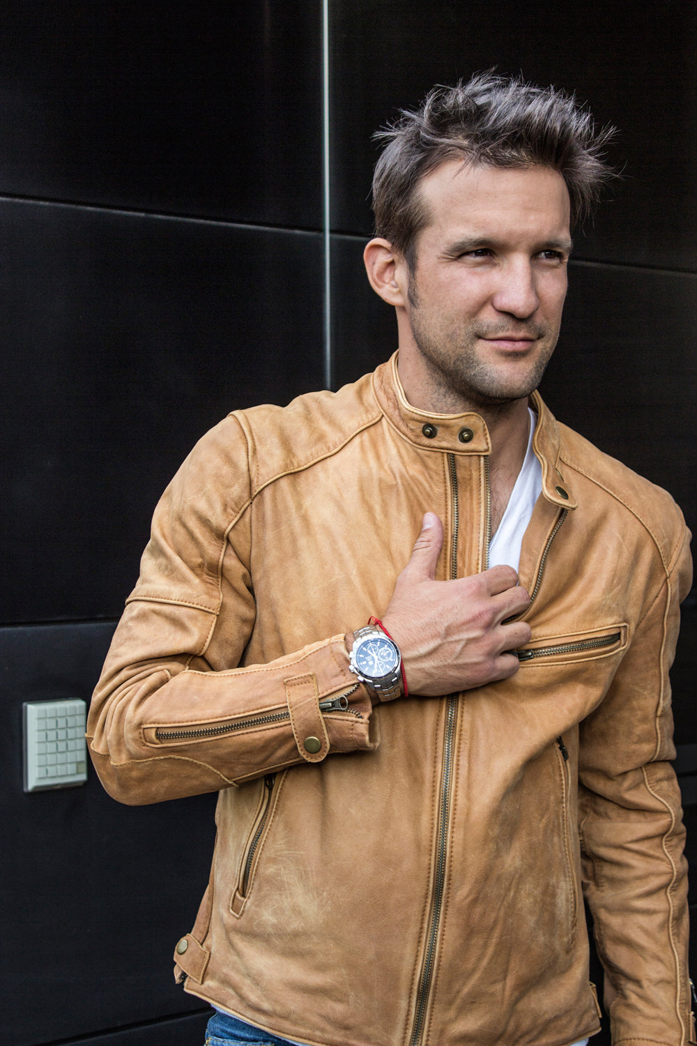 R79 SOL Leather Jacket Pre-Washed tan Leather  - Cafe Racer - PDCollection Leatherwear - Online Shop