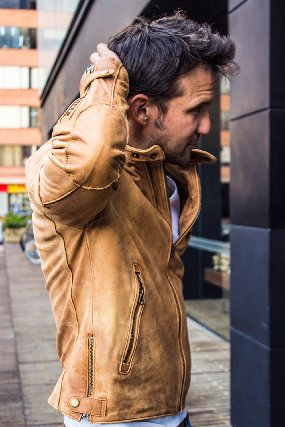 R79 SOL Leather Jacket Pre-Washed tan Leather  - Cafe Racer - PDCollection Leatherwear - Online Shop