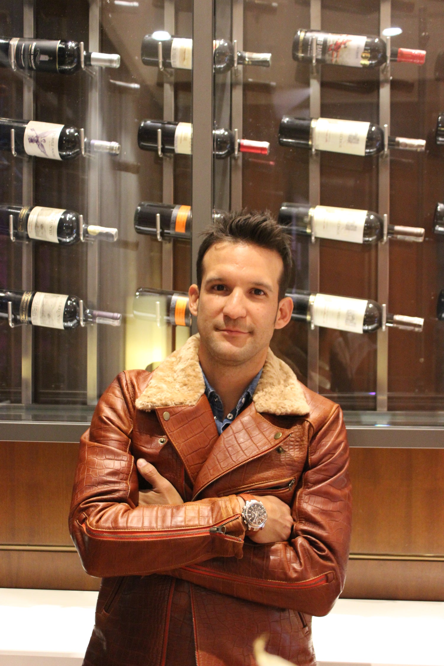 POLO Embossed Leather Jacket Amber Reptile Limited- Shearling - PDCollection Leatherwear - Online Shop