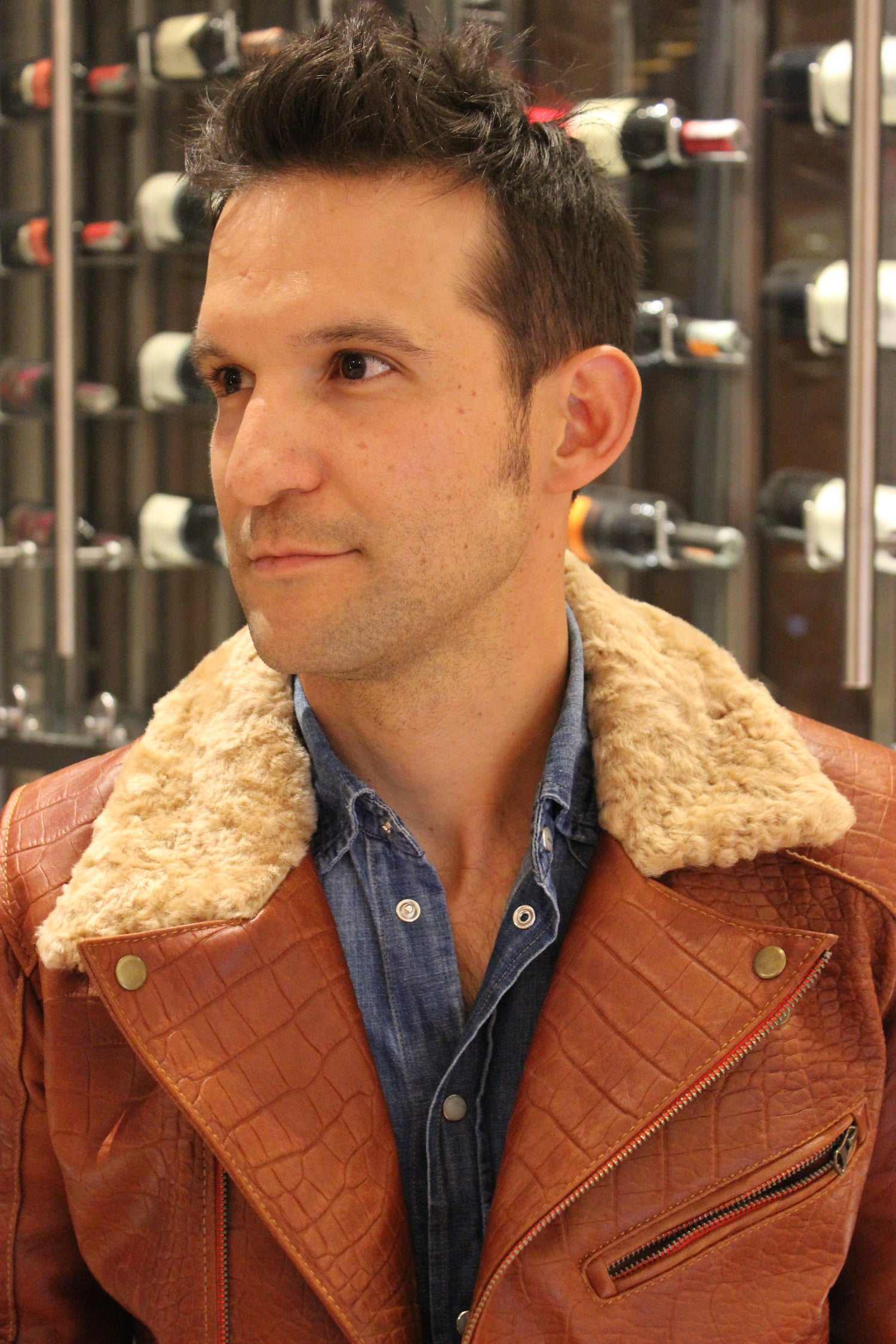 POLO Embossed Leather Jacket Amber Reptile Limited- Shearling - PDCollection Leatherwear - Online Shop