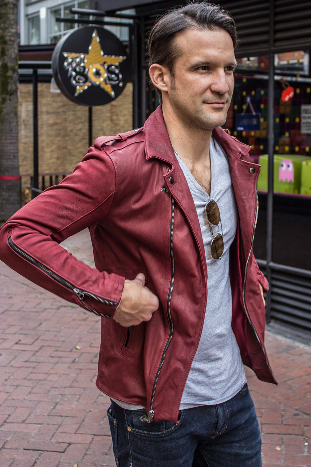 MELBOURNE LT Lightweight Leather Jacket - Special Edition - Burgundy -