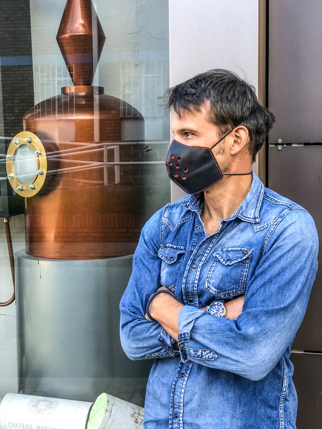 Leather Mask luxury Black & Red - Men & Women