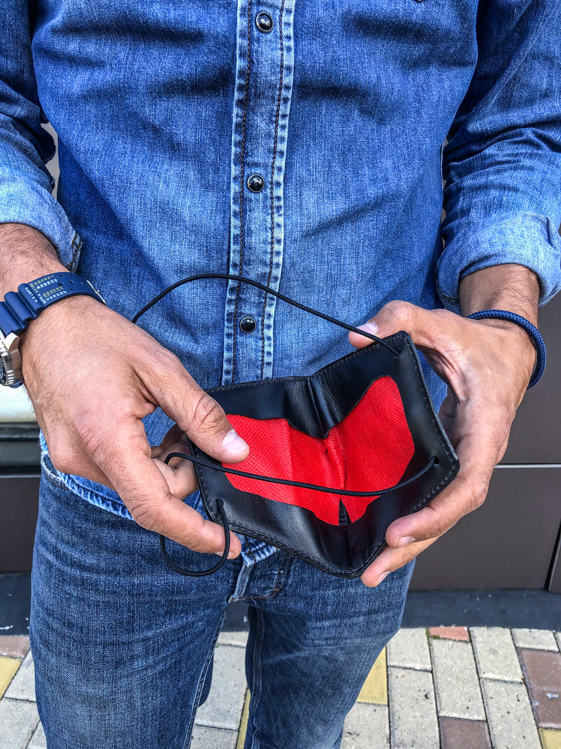 Leather Mask luxury Black & Red - Men & Women
