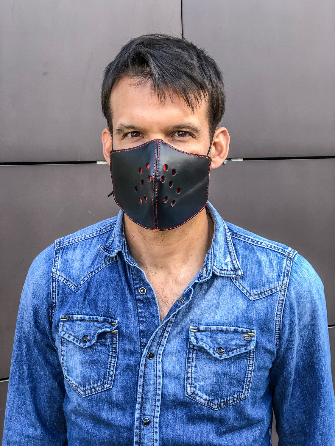 Leather Mask luxury Black & Red - Men & Women
