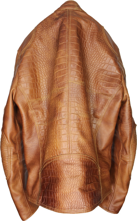 PASADENA Embossed Leather Jacket Amber Reptile Limited - - PDCollection Leatherwear - Online Shop