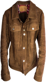 MCDAVE Denim Style Jacket in Nubuck Suede - Mocha- - PDCollection Leatherwear - Online Shop