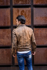 STONE Leather Jacket - Double zip inStone Vintage Washed Distressed Color