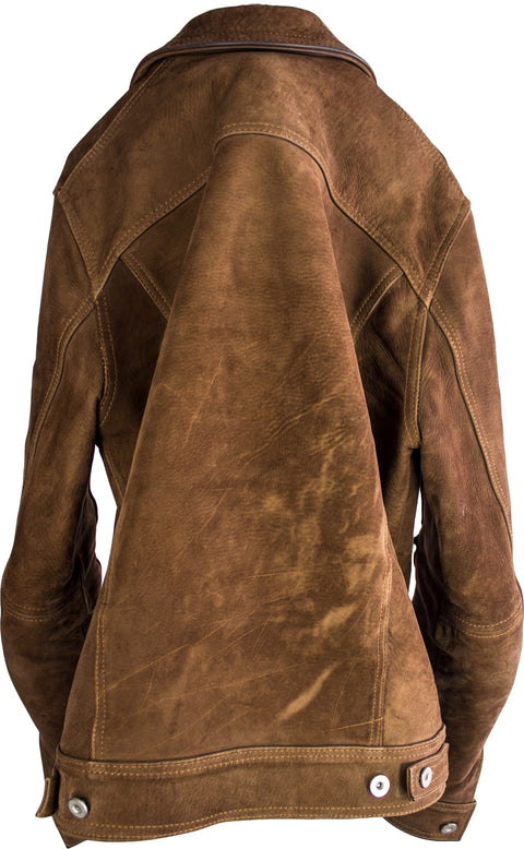 MCDAVE Denim Style Jacket in Nubuck Suede - Mocha  - - PDCollection Leatherwear - Online Shop