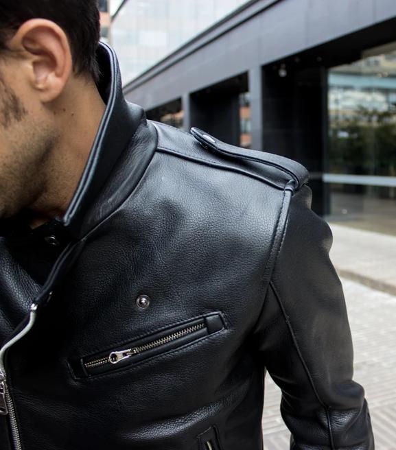 Rebel UKR Classic Biker Leather Jacket Leather - Black - PDCollection Leatherwear - Online Shop
