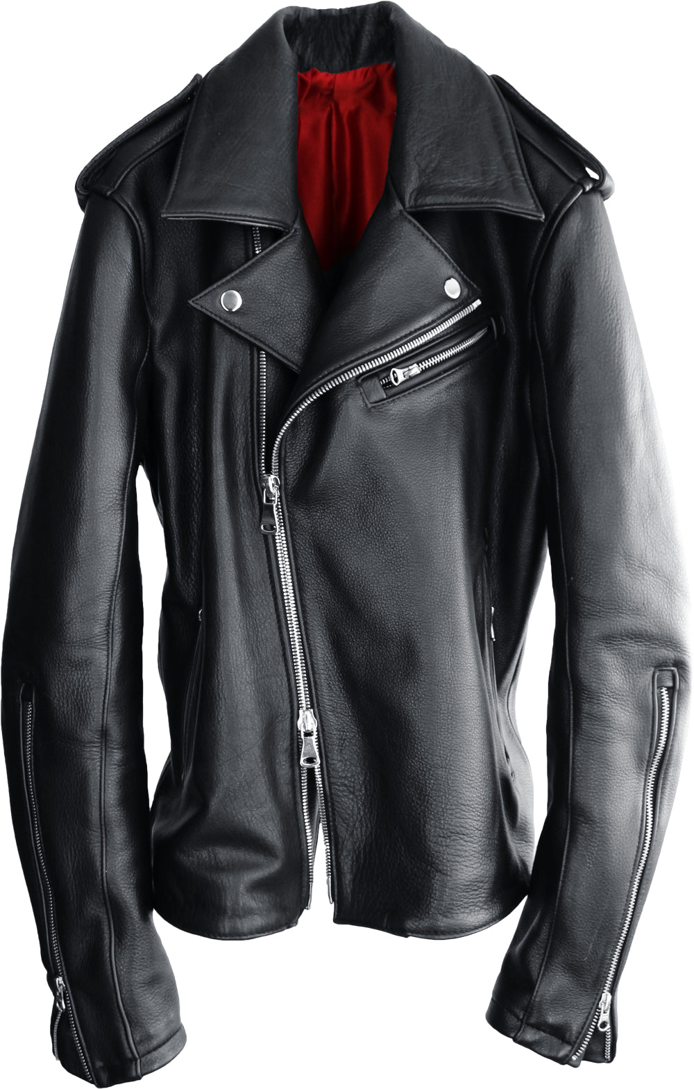 Rebel UKR Classic Biker Leather Jacket Leather - Black - PDCollection Leatherwear - Online Shop