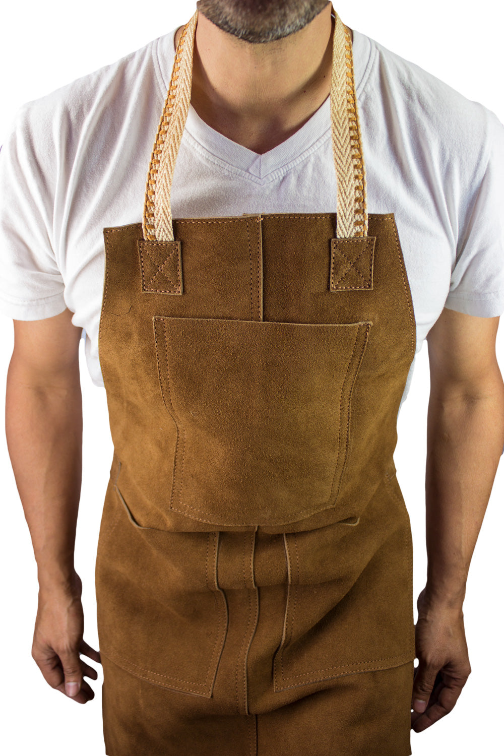 3S Art Leather Short Handmade Apron Genuine Leather Suede -Baristas Kitchen Restaurants Artesian