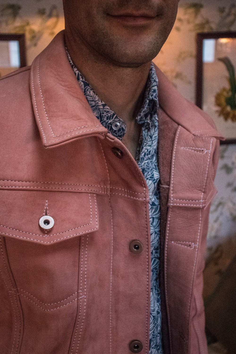 MCDAVE Leather Jacket Pink Rose- Bison Suede -