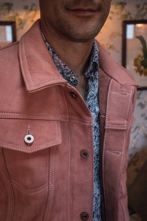 MCDAVE Leather Jacket Pink Rose  - Bison Suede -