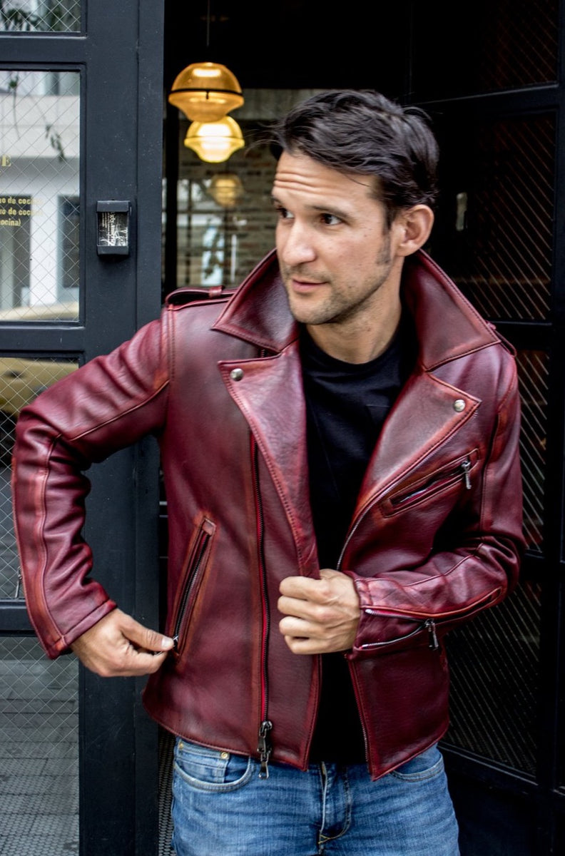 MELBOURNE Leather Jacket - Special Edition - Distressed Mahogany ...