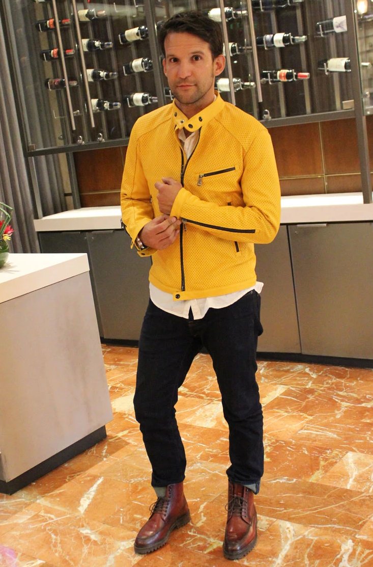 LAMAR Leather Jacket - Perforated - Yellow - - PDCollection Leatherwear - Online Shop