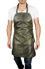 10S Leather Apron Contrasted Green -