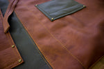 2S BAR & BBQ Leather Apron Green Brown - Name Initials or Logo - PDCollection Leatherwear - Online Shop