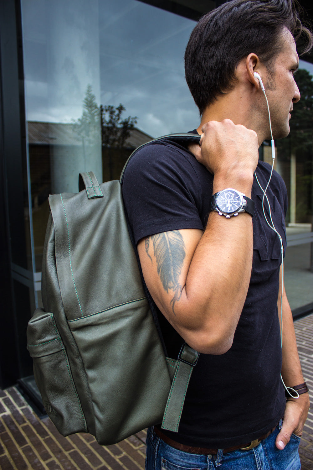 MLT Leather Bag Backpack in Military Green - PDCollection Leatherwear - Online Shop