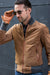 Grand Prix Bomber Jacket in Perforated Suede - Cinnamon Brown