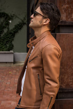 BALLY Leather Jacket - Perforated - Light Brown -