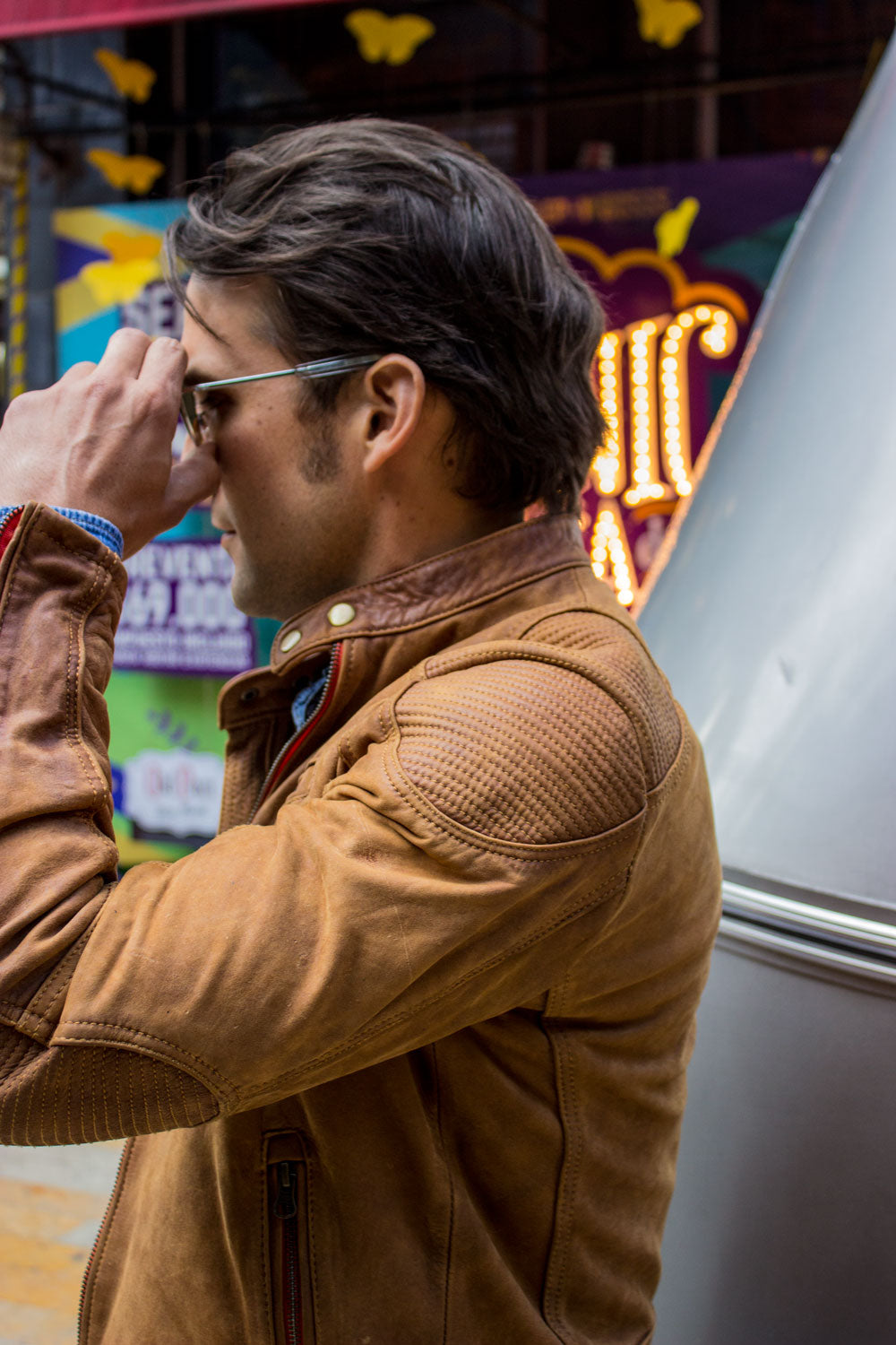 R.R. Washed Leather Jacket  - In Terra Color Authentic Cafe Racer Style - PDCollection Leatherwear - Online Shop