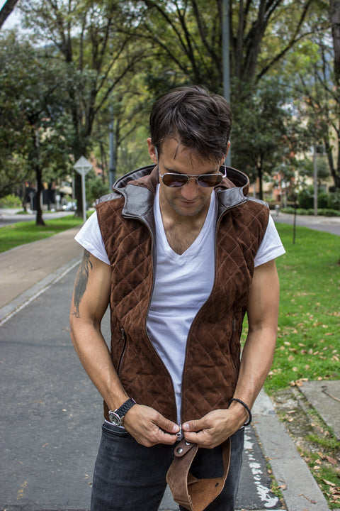 HD Suede  - Leather Vest in Brown