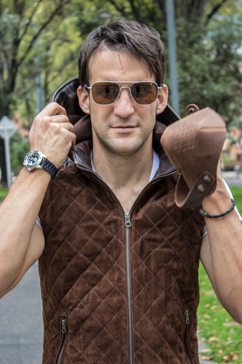HD Suede  - Leather Vest in Brown