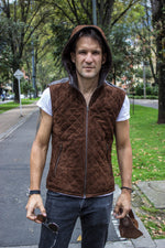 HD Suede- Leather Vest in Brown