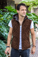 HD Suede- Leather Vest in Brown