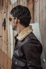 PILOT Leather Jacket - Natural Brown - Shearling