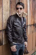 PILOT Leather Jacket - Natural Brown - Shearling