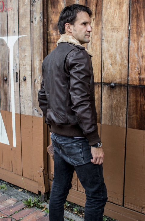 PILOT Leather Jacket - Natural Brown - Shearling