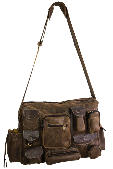 MPKT Multi-pocket Leather Bag Distressed Brown - PDCollection Leatherwear - Online Shop
