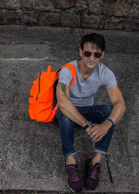 NEON Leather Bag Backpack in Orange