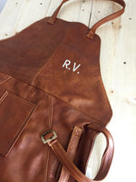 Leather Apron in - Honey Brown Leather BBQ Restaurant fashion Name Initials - PDCollection Leatherwear - Online Shop