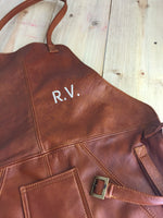 Leather Apron in - Honey Brown Leather BBQ Restaurant fashion Name Initials - PDCollection Leatherwear - Online Shop