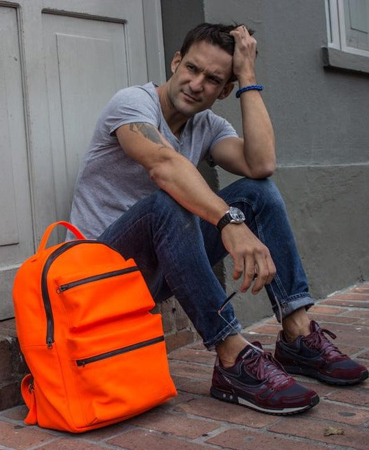 NEON Leather Bag Backpack in Orange