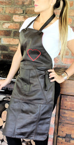 Leather Apron bbq Black & Red Heart - Fancy - PDCollection Leatherwear - Online Shop